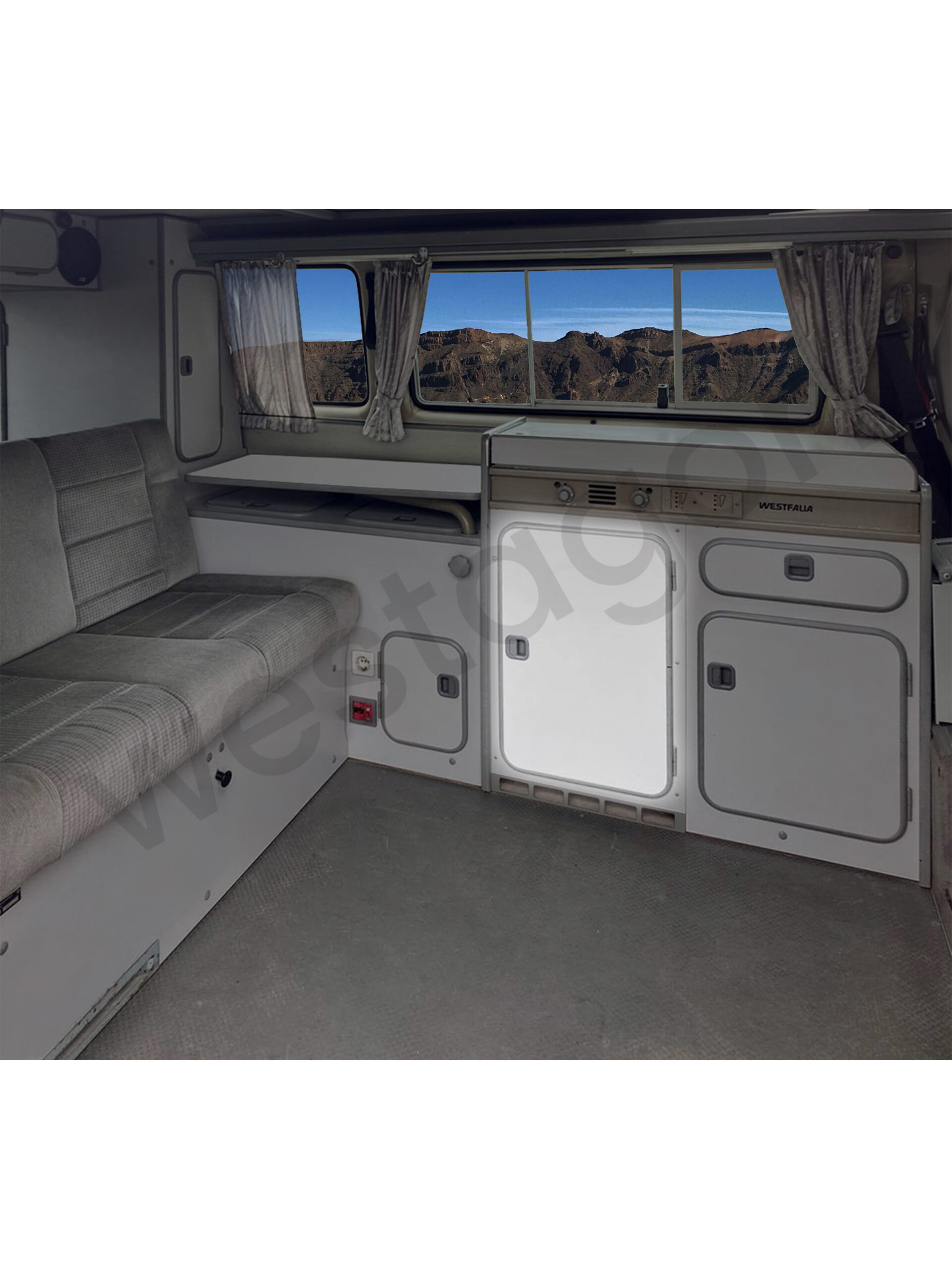 Kühlschranktür für den Küchenblock komplett (grau) |<br> für VW T3 WESTFALIA California / Club Joker / Atlantic – Bild 4