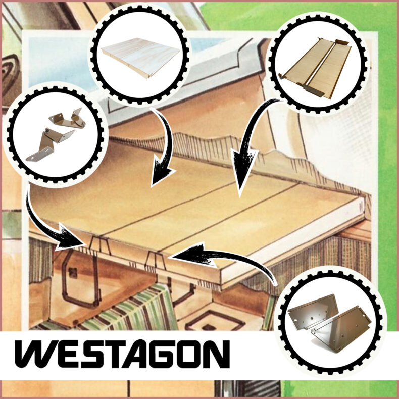 Dachüberbau für Klappbett kleiner Dachausschnitt Mosaik (grau) |<br> für VW T25 / T3 WESTFALIA – Bild 10