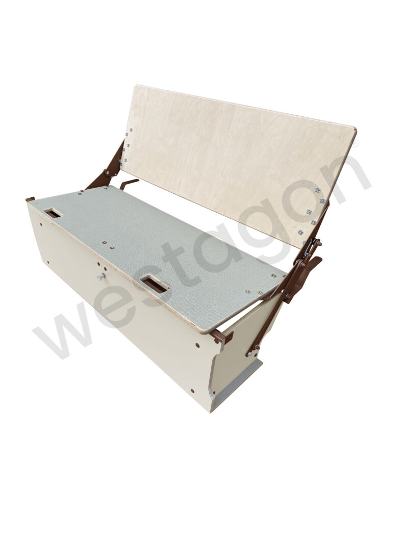 Vormontiert: Schlafbank / Rücksitzbank (braun / beige) | für VW T3 WESTFALIA Club Joker / Joker